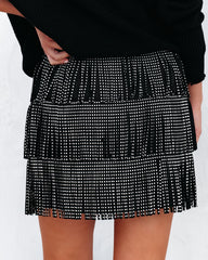 Zoie Studded Fringe Mini Skirt - Black Ins Street