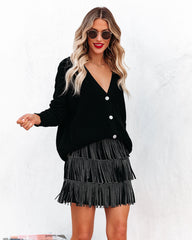 Zoie Studded Fringe Mini Skirt - Black Ins Street